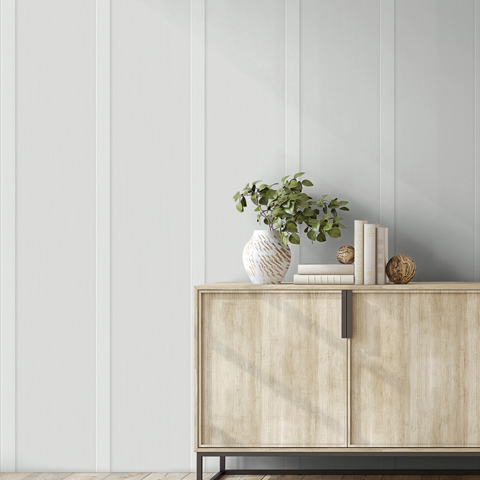 NextWall Peel &amp; Stick Faux Board &amp; Batten Arctic Grey Wallpaper image 5 of 5