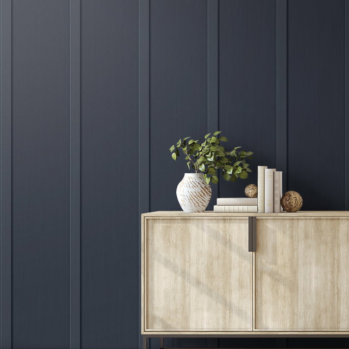 NextWall Peel &amp; Stick Faux Board &amp; Batten Dark Blue Wallpaper image 3 of 5