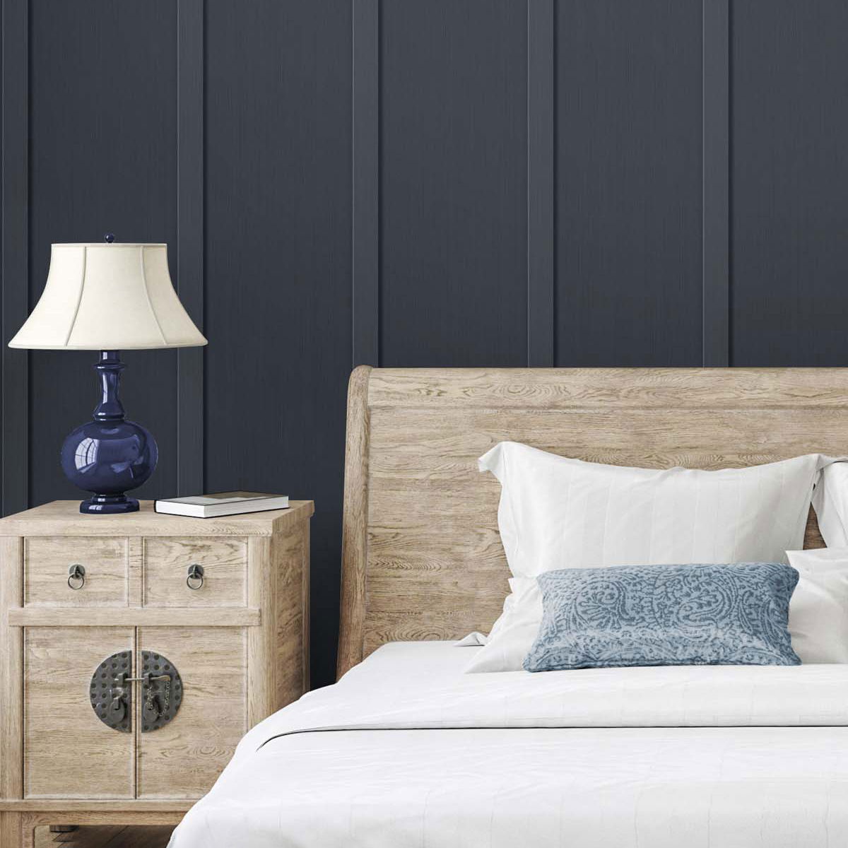 NextWall Peel & Stick Faux Board & Batten Dark Blue Wallpaper ...