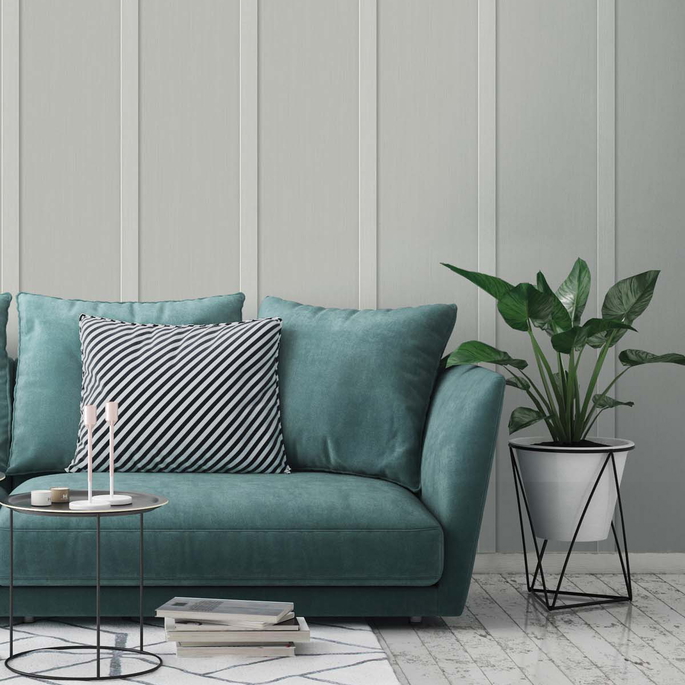NextWall Peel &amp; Stick Faux Board &amp; Batten Harbor Grey Wallpaper image 2 of 5