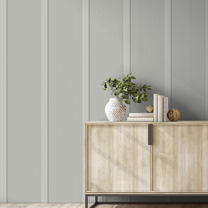 NextWall Peel &amp; Stick Faux Board &amp; Batten Harbor Grey Wallpaper image 4 of 5