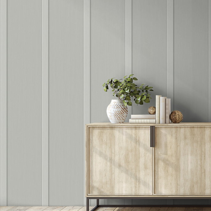 NextWall Peel &amp; Stick Faux Board &amp; Batten Harbor Grey Wallpaper image 4 of 5