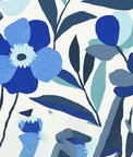 NextWall Peel & Stick Garden Block Floral Cobalt Blue & Lagoon Wallpaper