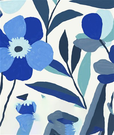 NextWall Peel & Stick Garden Block Floral Cobalt Blue & Lagoon Wallpaper