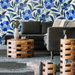 NextWall Peel &amp; Stick Garden Block Floral Cobalt Blue &amp; Lagoon Wallpaper thumbnail image 4 of 5