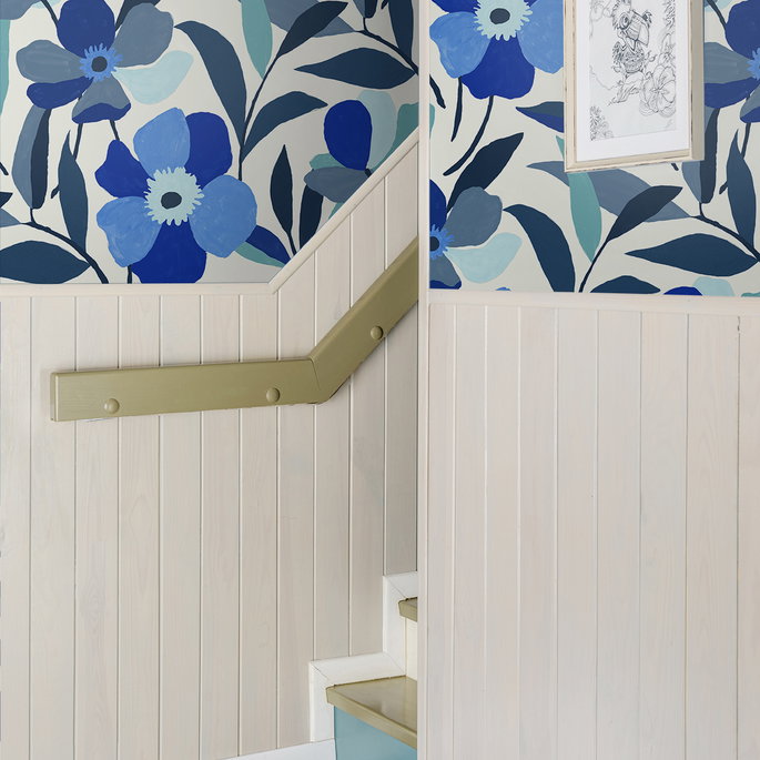 NextWall Peel &amp; Stick Garden Block Floral Cobalt Blue &amp; Lagoon Wallpaper image 5 of 5