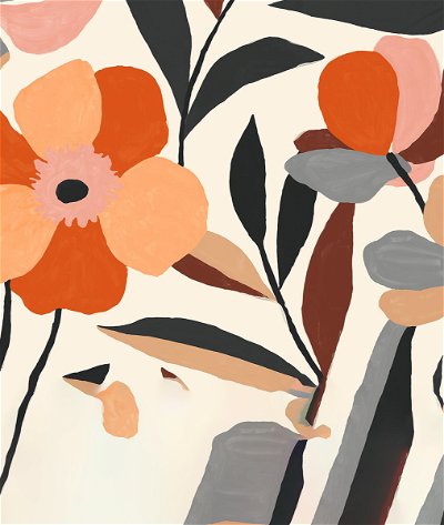 NextWall Peel & Stick Garden Block Floral Orange & Ebony Wallpaper