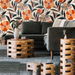 NextWall Peel &amp; Stick Garden Block Floral Orange &amp; Ebony Wallpaper thumbnail image 3 of 5