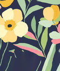 NextWall Peel & Stick Garden Block Floral Deep Navy & Pastels  Wallpaper
