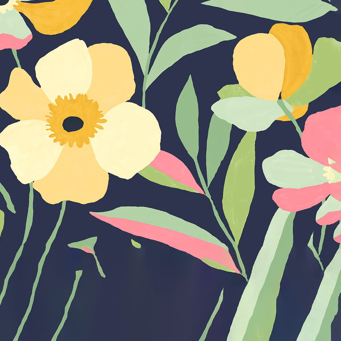 NextWall Peel &amp; Stick Garden Block Floral Deep Navy &amp; Pastels  Wallpaper image 1 of 5