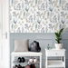 NextWall Peel &amp; Stick Wild Garden Glacier Blue &amp; Matte Brass Wallpaper thumbnail image 3 of 5