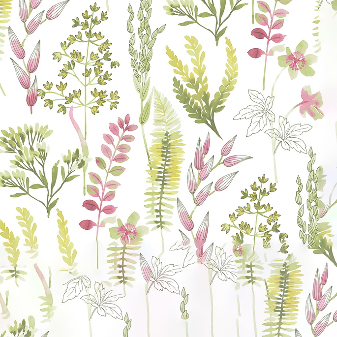 NextWall Peel &amp; Stick Wild Garden Lemongrass &amp; Posy Pink Wallpaper image 1 of 5