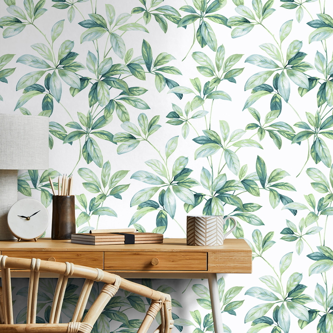 NextWall Peel &amp; Stick Leaf Trail Seaglass Wallpaper image 5 of 5