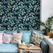 NextWall Peel &amp; Stick Leaf Trail Navy &amp; Spearmint Wallpaper thumbnail image 4 of 5