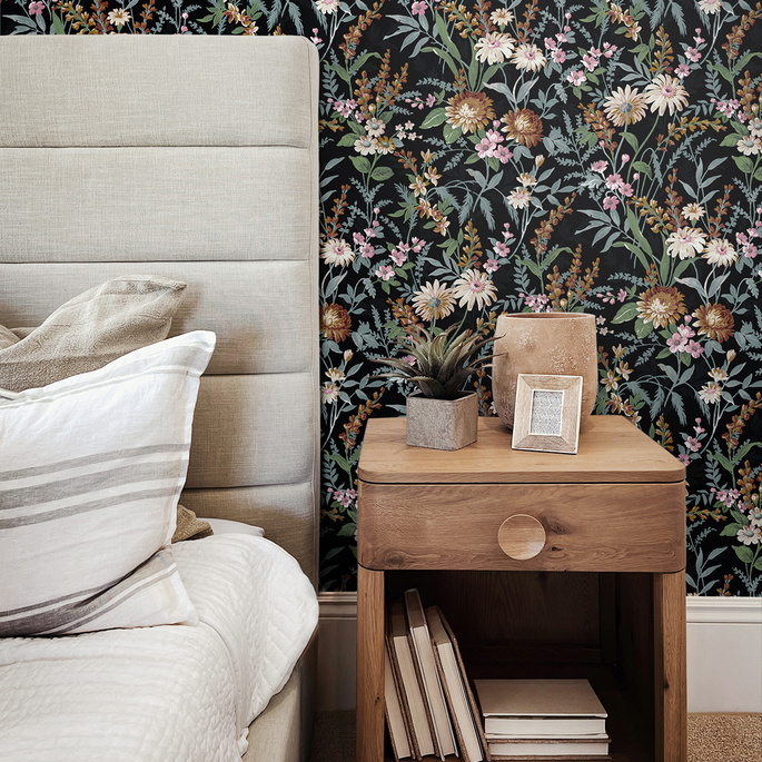 NextWall Peel &amp; Stick Vintage Floral Onyx Wallpaper image 2 of 5