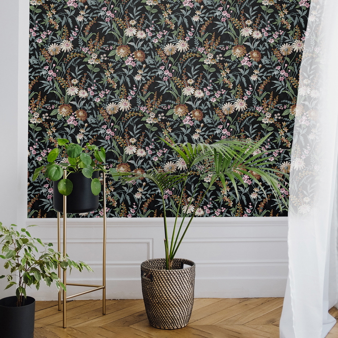 NextWall Peel &amp; Stick Vintage Floral Onyx Wallpaper image 5 of 5
