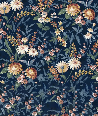 NextWall Peel & Stick Vintage Floral Navy Blue Wallpaper