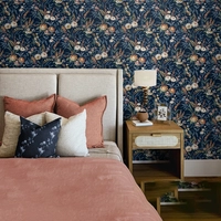 NextWall Peel & Stick Vintage Floral Navy Blue Wallpaper