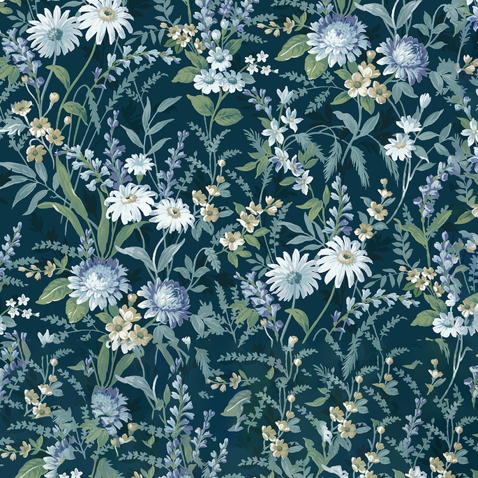 NextWall Peel &amp; Stick Vintage Floral Teal Wallpaper image 1 of 5