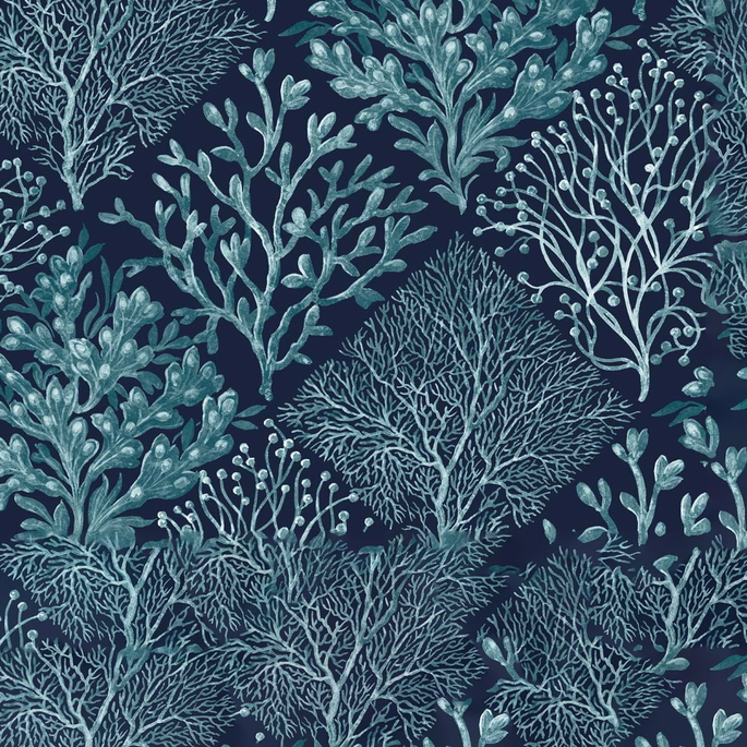 NextWall Peel &amp; Stick Seaweed Teal &amp; Navy Blue Wallpaper image 1 of 5
