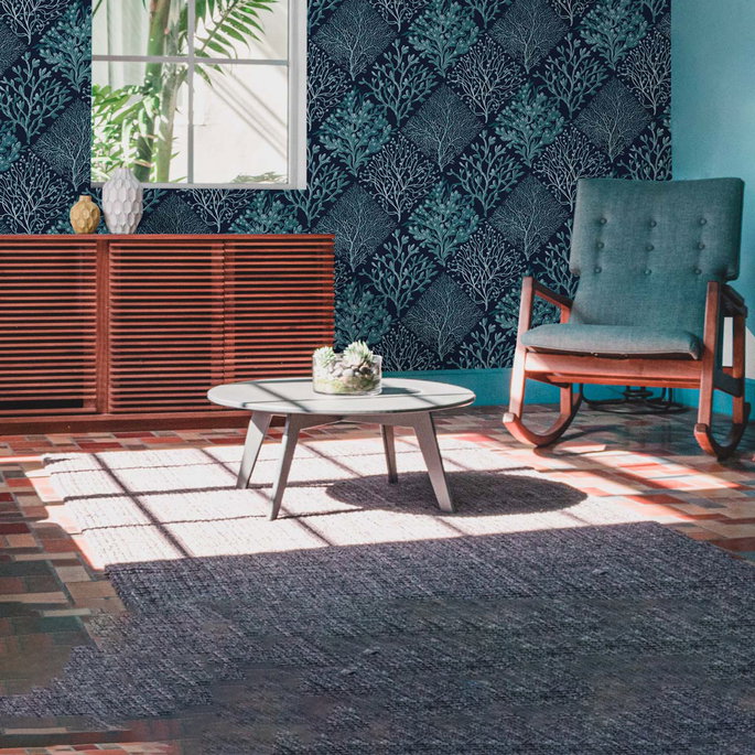 NextWall Peel &amp; Stick Seaweed Teal &amp; Navy Blue Wallpaper image 3 of 5