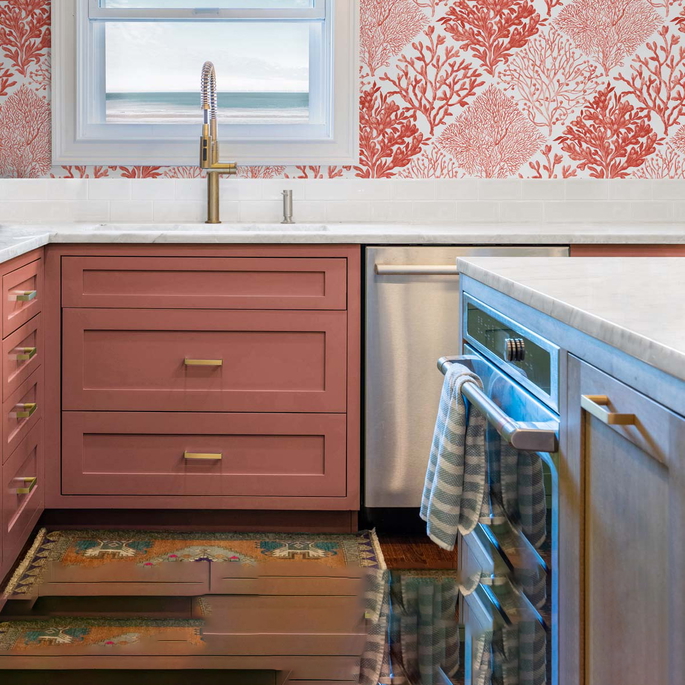 NextWall Peel &amp; Stick Seaweed Vermillion Wallpaper image 4 of 5