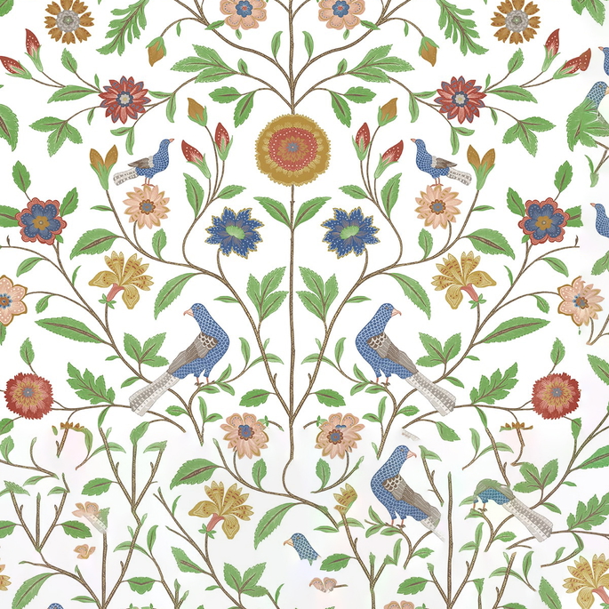NextWall Peel &amp; Stick Bird Toile White Wallpaper image 1 of 5