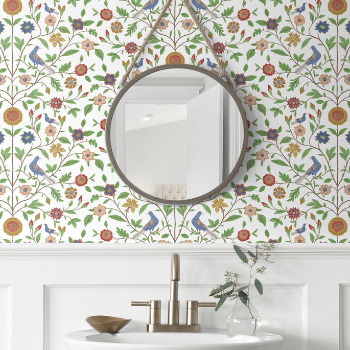 NextWall Peel &amp; Stick Bird Toile White Wallpaper image 5 of 5