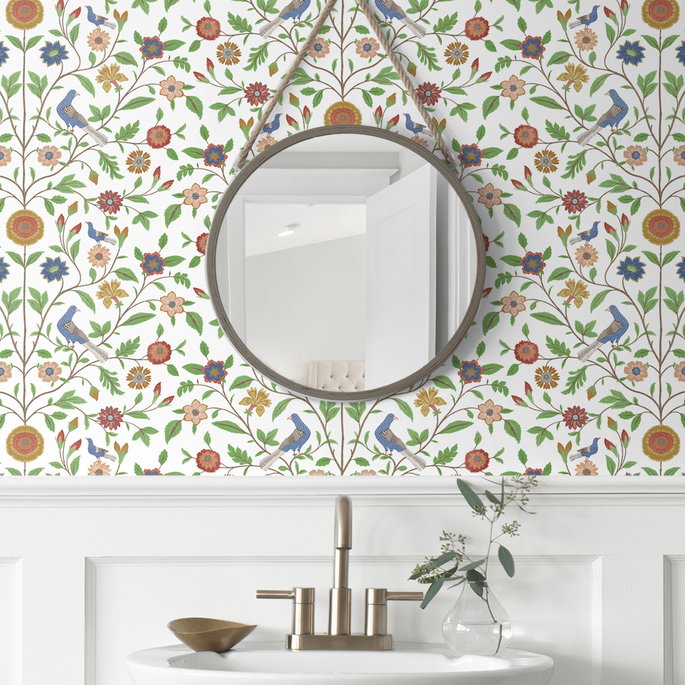 NextWall Peel &amp; Stick Bird Toile White Wallpaper image 5 of 5