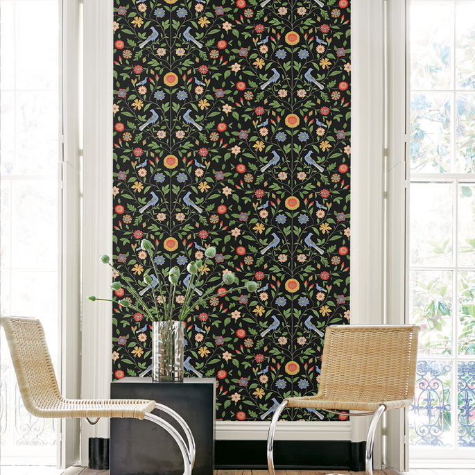 NextWall Peel &amp; Stick Bird Toile Onyx Wallpaper image 2 of 5