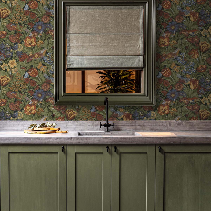 NextWall Peel &amp; Stick Bird Floral Russet &amp; Riverside Wallpaper image 2 of 5