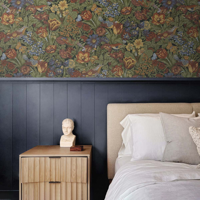 NextWall Peel &amp; Stick Bird Floral Russet &amp; Riverside Wallpaper image 5 of 5