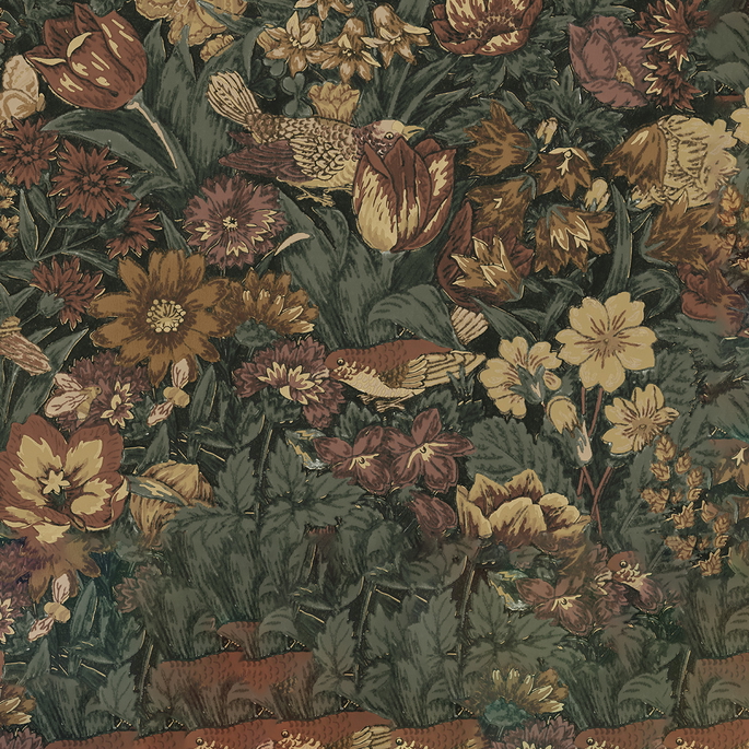 NextWall Peel &amp; Stick Bird Floral Mahogany &amp; Graphite Wallpaper image 1 of 5