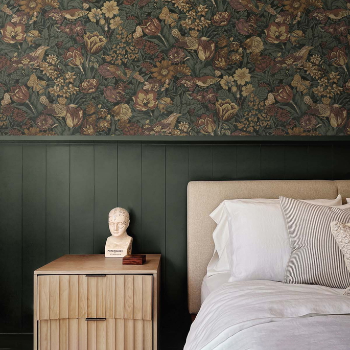 NextWall Peel &amp; Stick Bird Floral Mahogany &amp; Graphite Wallpaper image 5 of 5