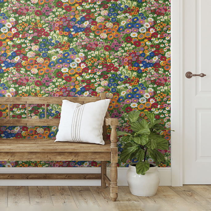 NextWall Peel &amp; Stick Floral Meadow Multicolored Wallpaper image 4 of 5
