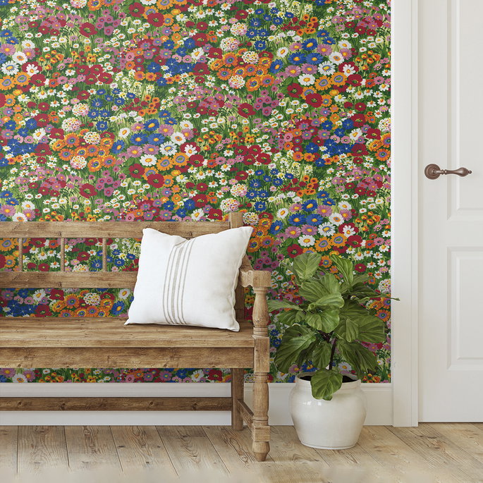 NextWall Peel &amp; Stick Floral Meadow Multicolored Wallpaper image 4 of 5