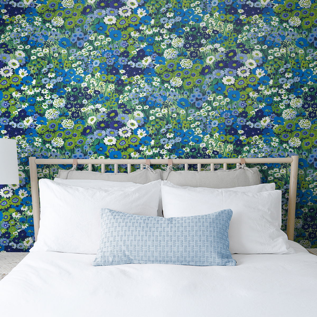 NextWall Peel & Stick Floral Meadow Bright Blue & Sap Green Wallpaper