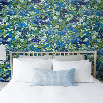 NextWall Peel & Stick Floral Meadow Bright Blue & Sap Green Wallpaper