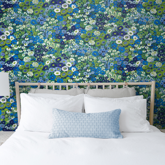 NextWall Peel &amp; Stick Floral Meadow Bright Blue &amp; Sap Green Wallpaper image 5 of 5