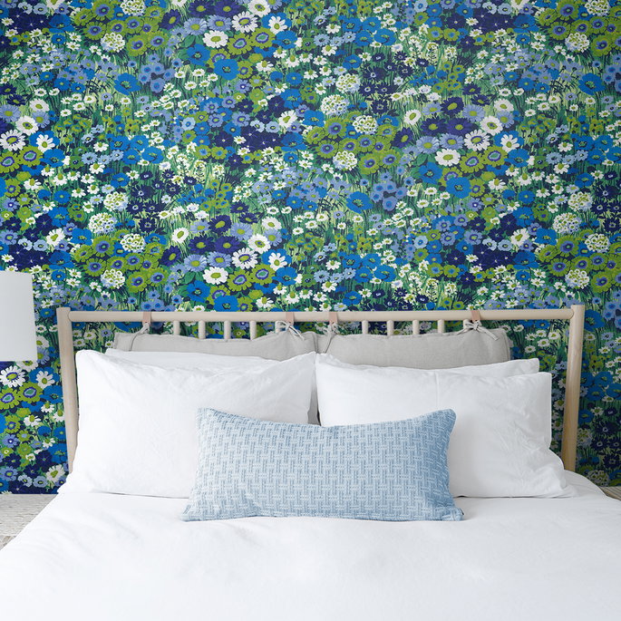 NextWall Peel &amp; Stick Floral Meadow Bright Blue &amp; Sap Green Wallpaper image 5 of 5