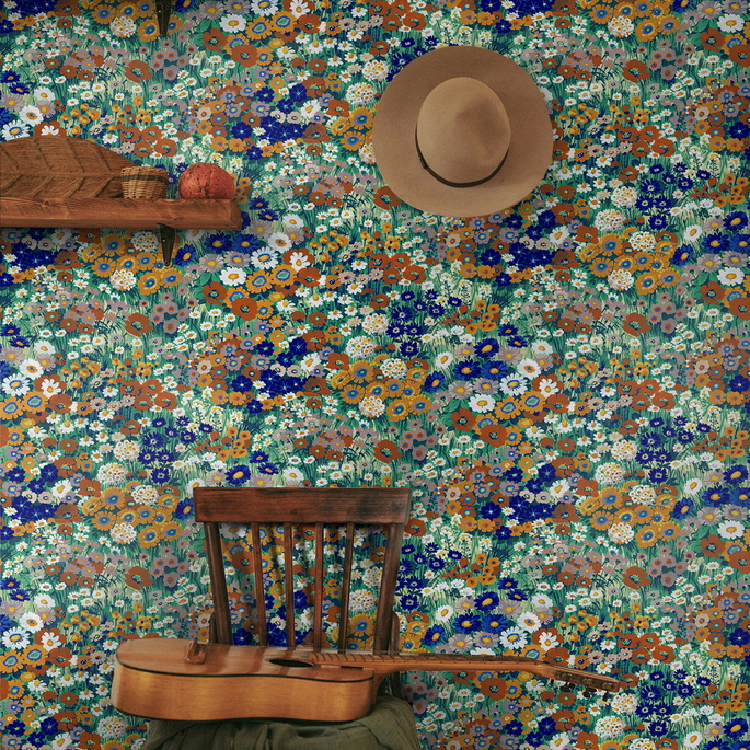 NextWall Peel &amp; Stick Floral Meadow Summer Glades &amp; Terra Cotta Wallpaper image 3 of 5