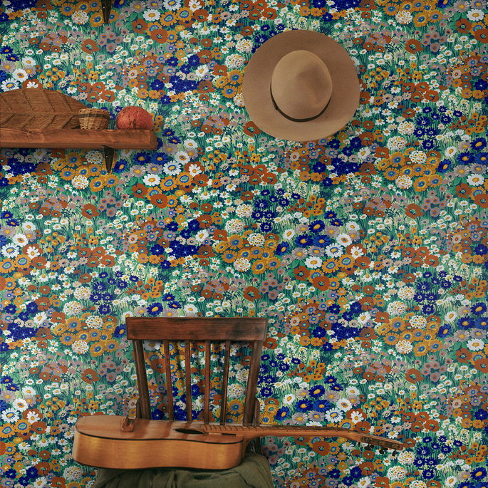 NextWall Peel &amp; Stick Floral Meadow Summer Glades &amp; Terra Cotta Wallpaper image 3 of 5