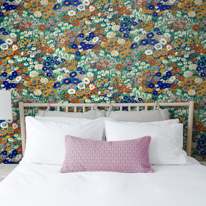 NextWall Peel &amp; Stick Floral Meadow Summer Glades &amp; Terra Cotta Wallpaper image 4 of 5