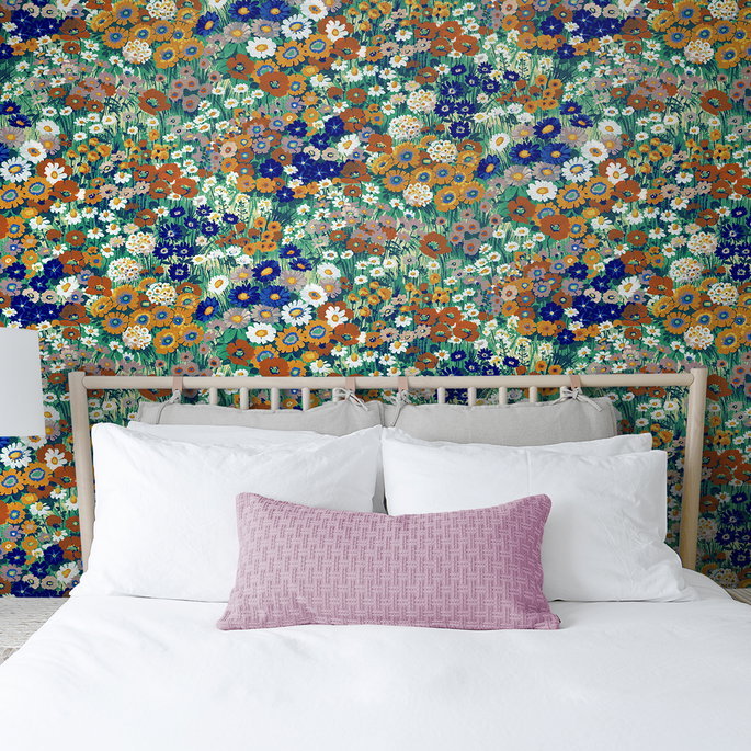 NextWall Peel &amp; Stick Floral Meadow Summer Glades &amp; Terra Cotta Wallpaper image 4 of 5