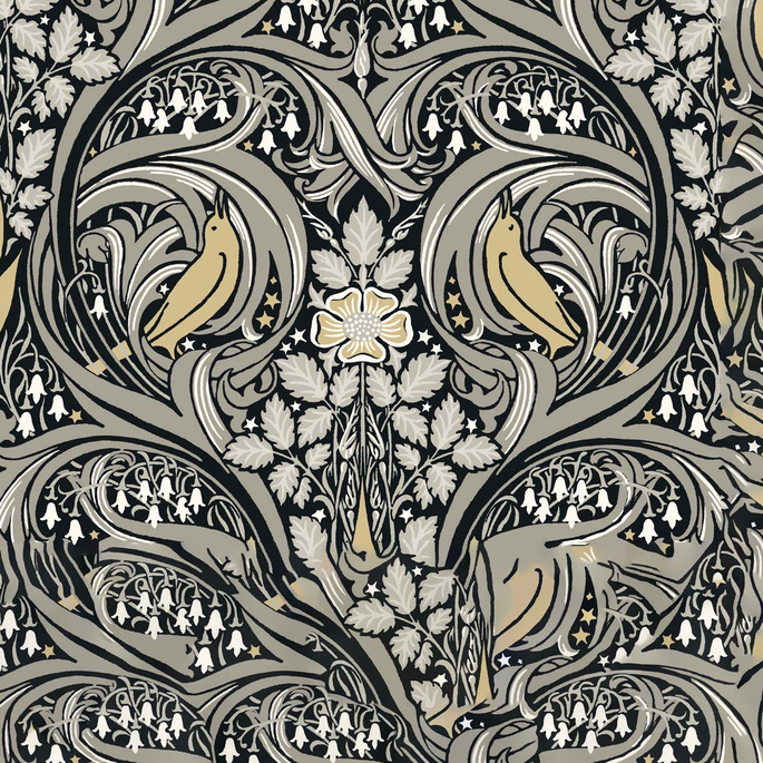 NextWall Peel &amp; Stick Bird Ogee Ebony &amp; Sepia Wallpaper image 1 of 5