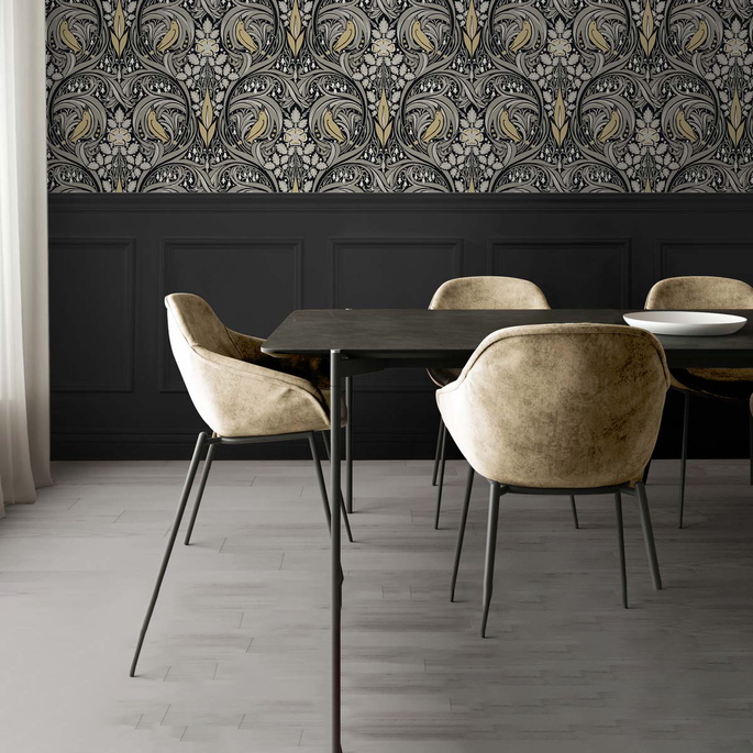 NextWall Peel &amp; Stick Bird Ogee Ebony &amp; Sepia Wallpaper image 5 of 5