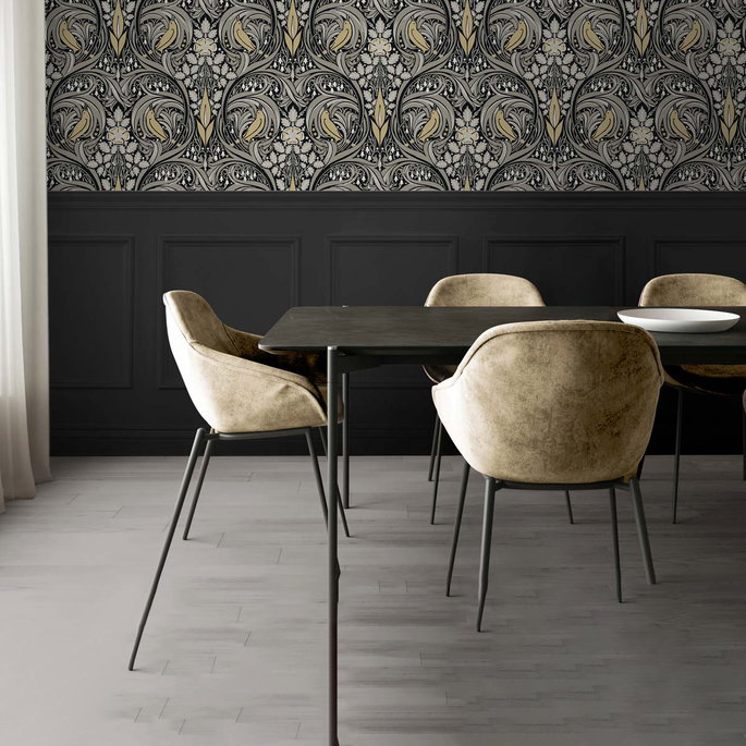 NextWall Peel &amp; Stick Bird Ogee Ebony &amp; Sepia Wallpaper image 5 of 5