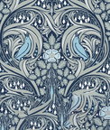 NextWall Peel & Stick Bird Ogee Navy & Sky Blue Wallpaper