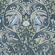 NextWall Peel & Stick Bird Ogee Navy & Fern Green Wallpaper