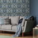 NextWall Peel &amp; Stick Bird Ogee Navy &amp; Fern Green Wallpaper thumbnail image 3 of 5